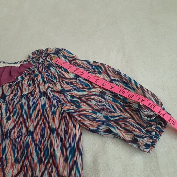 Marie Oliver Women's Size S Multicolor Southwest Print Silk Blend Crepe Blouse - Picture 11 of 12